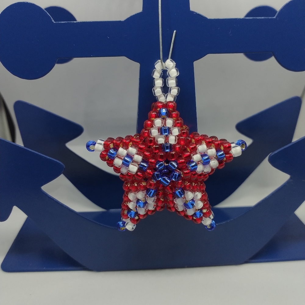 Handmade 3D Seed Bead Christmas Holiday Ornament